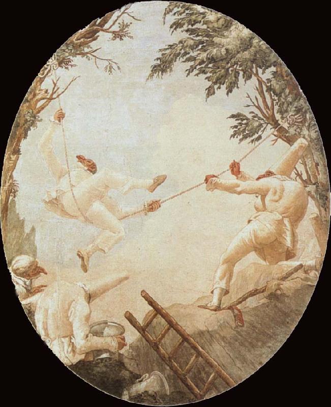 TIEPOLO, Giovanni Domenico Pulcinelle on the Tightrope